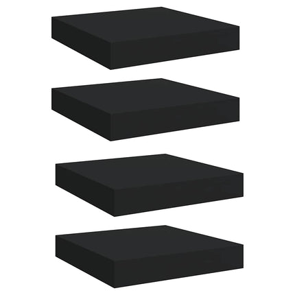 Svävande vägghyllor 4 st svart 23x23,5x3,8 cm MDF