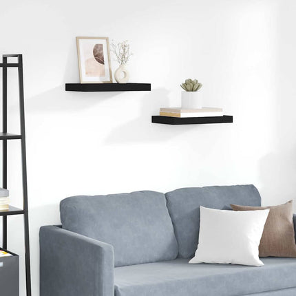 Svävande vägghyllor 2 st svart 40x23x3,8 cm MDF