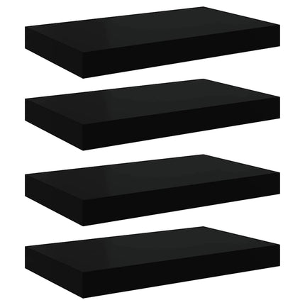 Svävande vägghyllor 4 st svart 40x23x3,8 cm MDF