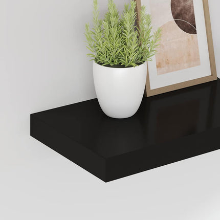 Svävande vägghyllor 4 st svart 40x23x3,8 cm MDF