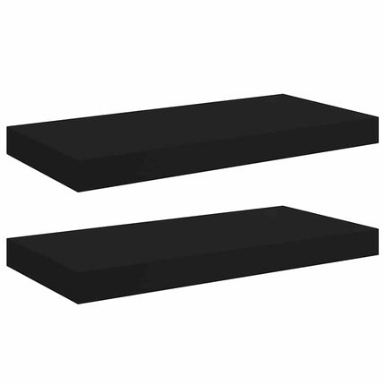 Svävande vägghyllor 2 st svart 50x23x3,8 cm MDF
