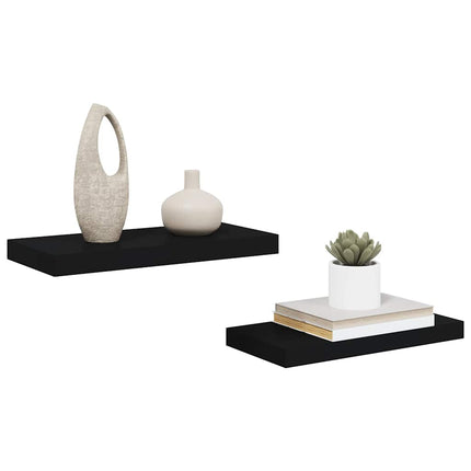 Svävande vägghyllor 2 st svart 50x23x3,8 cm MDF