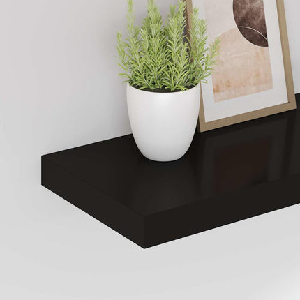 Svävande vägghyllor 4 st svart 50x23x3,8 cm MDF