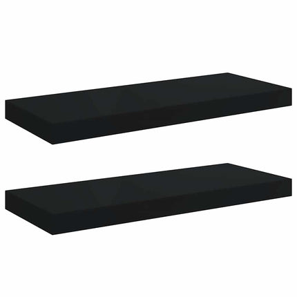 Svävande vägghyllor 2 st svart 60x23,5x3,8 cm MDF