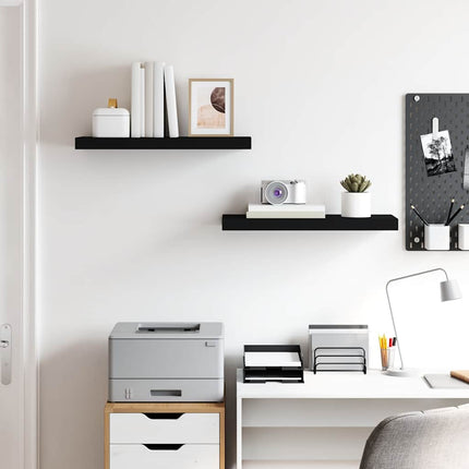 Svävande vägghyllor 2 st svart 60x23,5x3,8 cm MDF