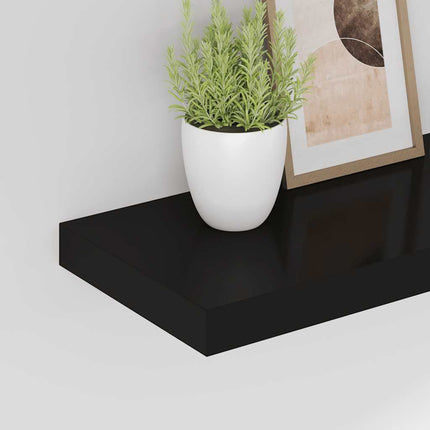 Svävande vägghyllor 2 st svart 60x23,5x3,8 cm MDF