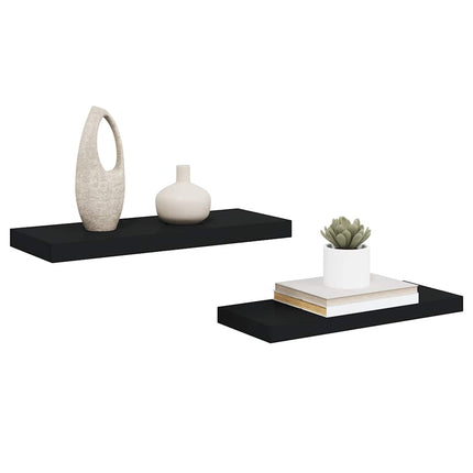 Svävande vägghyllor 2 st svart 60x23,5x3,8 cm MDF