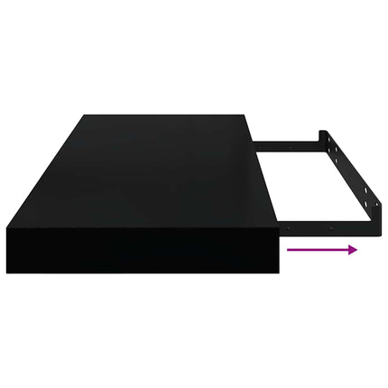 Svävande vägghyllor 2 st svart 60x23,5x3,8 cm MDF