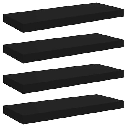 Svävande vägghyllor 4 st svart 60x23,5x3,8 cm MDF