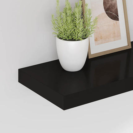 Svävande vägghyllor 4 st svart 60x23,5x3,8 cm MDF