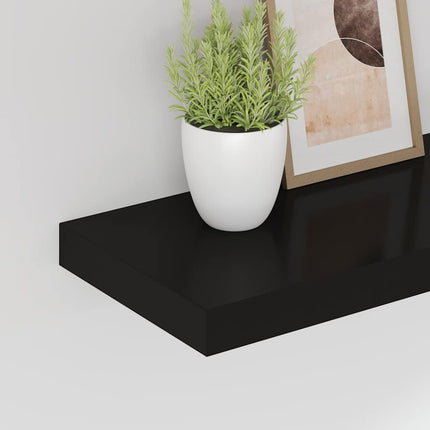 Svävande vägghylla svart 80x23,5x3,8 cm MDF