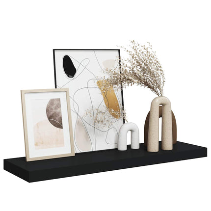 Svävande vägghylla svart 80x23,5x3,8 cm MDF