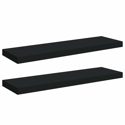 Svävande vägghyllor 2 st svart 80x23,5x3,8 cm MDF