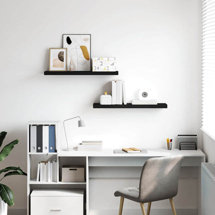 Svävande vägghyllor 2 st svart 80x23,5x3,8 cm MDF