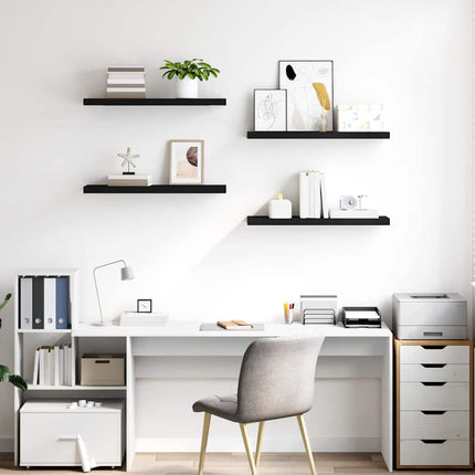 Svävande vägghyllor 4 st svart 80x23,5x3,8 cm MDF