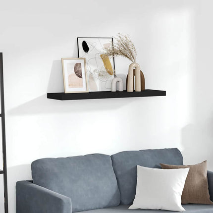 Svävande vägghylla svart 90x23,5x3,8 cm MDF