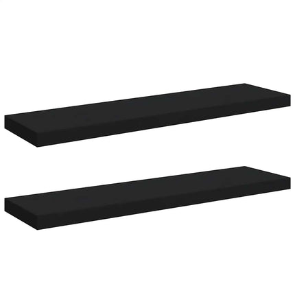 Svävande vägghyllor 2 st svart 90x23,5x3,8 cm MDF