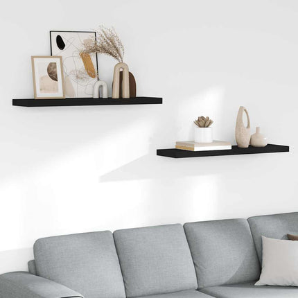Svävande vägghyllor 2 st svart 90x23,5x3,8 cm MDF