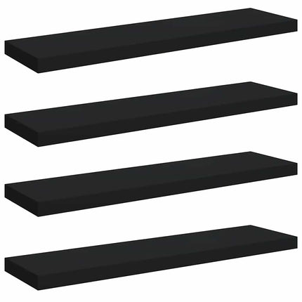 Svävande vägghyllor 4 st svart 90x23,5x3,8 cm MDF