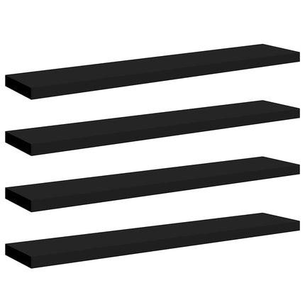 Svävande vägghyllor 4 st svart 120x23,5x3,8 cm MDF