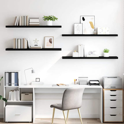 Svävande vägghyllor 4 st svart 120x23,5x3,8 cm MDF