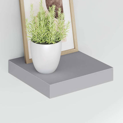 Svävande vägghyllor 2 st grå 23x23,5x3,8 cm MDF