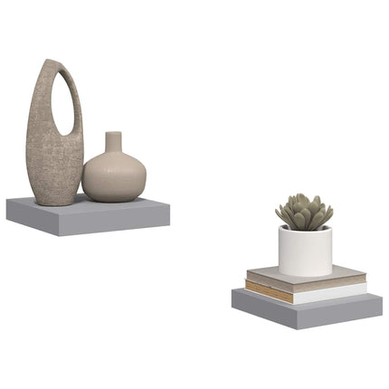 Svävande vägghyllor 2 st grå 23x23,5x3,8 cm MDF