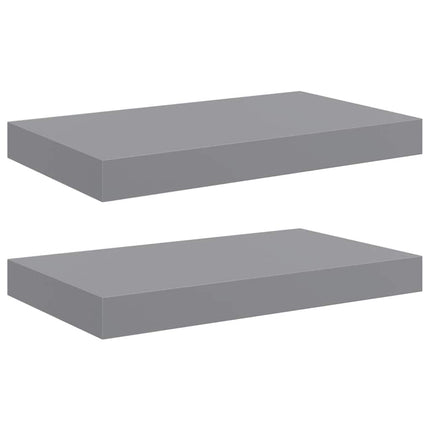 Svävande vägghyllor 2 st grå 40x23,5x3,8 cm MDF