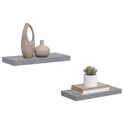 Svävande vägghyllor 2 st grå 50x23,5x3,8 cm MDF
