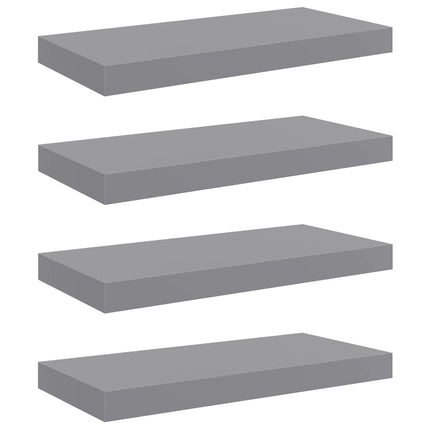 Svävande vägghyllor 4 st grå 50x23,5x3,8 cm MDF