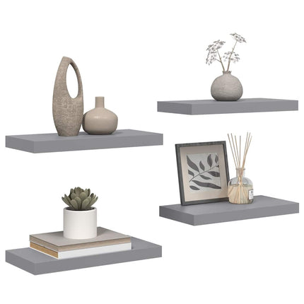 Svävande vägghyllor 4 st grå 50x23,5x3,8 cm MDF