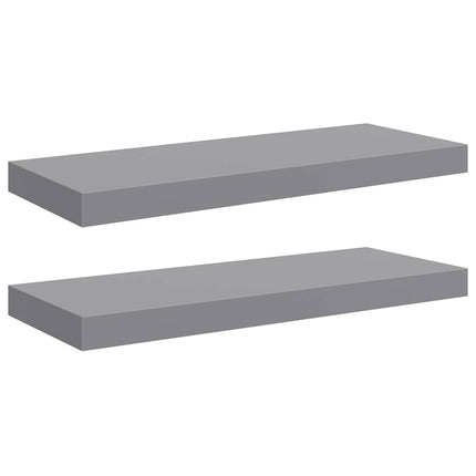 Svävande vägghyllor 2 st grå 60x23,5x3,8 cm MDF
