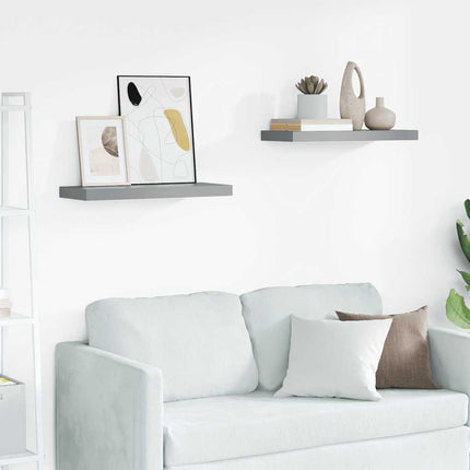 Svävande vägghyllor 2 st grå 60x23,5x3,8 cm MDF
