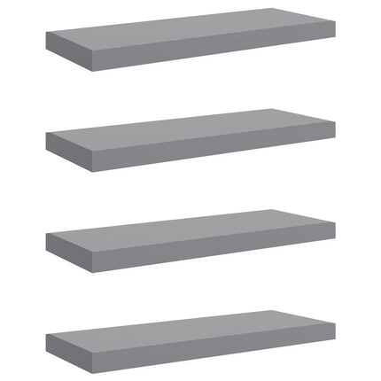Svävande vägghyllor 4 st grå 60x23,5x3,8 cm MDF