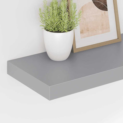 Svävande vägghyllor 4 st grå 60x23,5x3,8 cm MDF