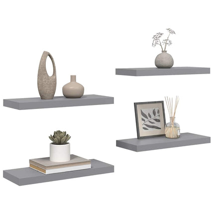 Svävande vägghyllor 4 st grå 60x23,5x3,8 cm MDF