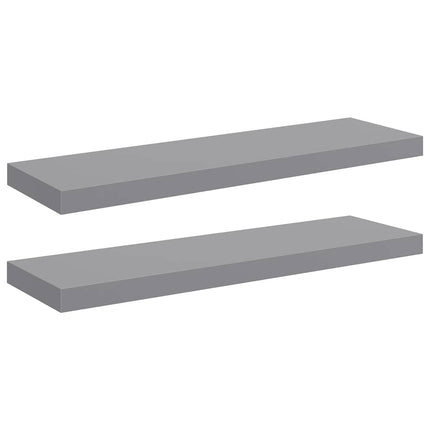 Svävande vägghyllor 2 st grå 80x23,5x3,8 cm MDF