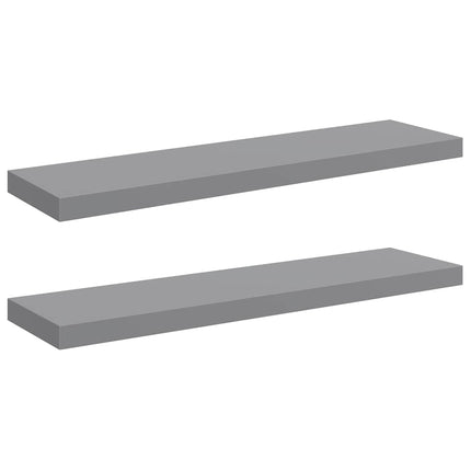 Svävande vägghyllor 2 st grå 90x23,5x3,8 cm MDF