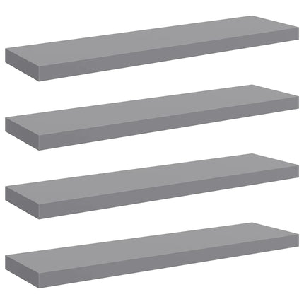 Svävande vägghyllor 4 st grå 90x23,5x3,8 cm MDF