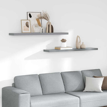Svävande vägghyllor 2 st grå 120x23,5x3,8 cm MDF