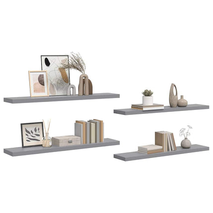 Svävande vägghyllor 4 st grå 120x23,5x3,8 cm MDF