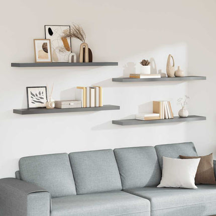 Svävande vägghyllor 4 st grå 120x23,5x3,8 cm MDF