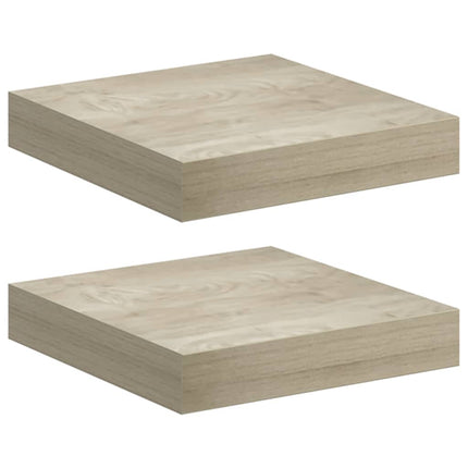 Svävande vägghyllor 2 st ek 23x23,5x3,8 cm MDF