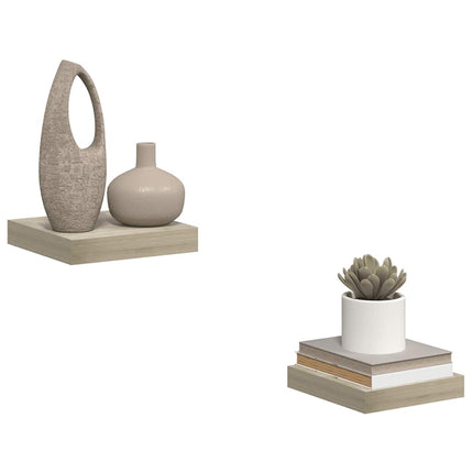 Svävande vägghyllor 2 st ek 23x23,5x3,8 cm MDF
