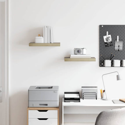 Svävande vägghyllor 2 st ek 40x23,5x3,8 cm MDF
