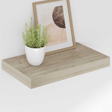 Svävande vägghyllor 2 st ek 40x23,5x3,8 cm MDF