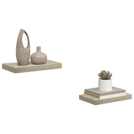 Svävande vägghyllor 2 st ek 40x23,5x3,8 cm MDF
