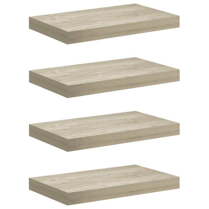 Svävande vägghyllor 4 st ek 40x23,5x3,8 cm MDF