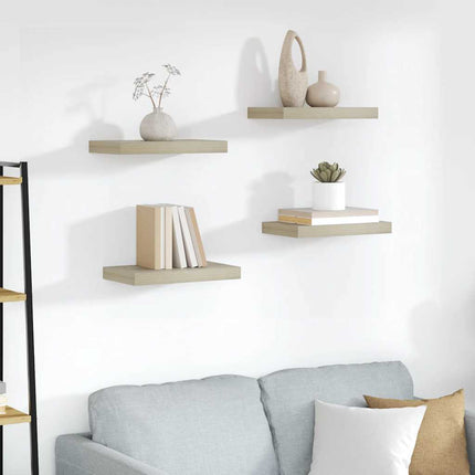 Svävande vägghyllor 4 st ek 40x23,5x3,8 cm MDF