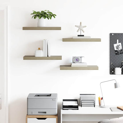 Svävande vägghyllor 4 st ek 50x23x3,8 cm MDF